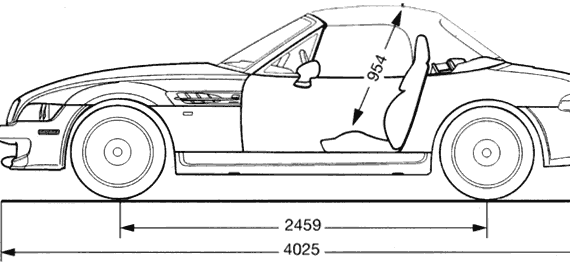 BMW M Roadster (E36/7) - БМВ - чертежи, габариты, рисунки автомобиля