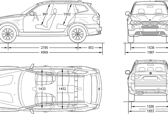 BMW X3 2.0i (E83) - БМВ - чертежи, габариты, рисунки автомобиля