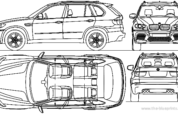BMW X5M (E70) (2010) - БМВ - чертежи, габариты, рисунки автомобиля
