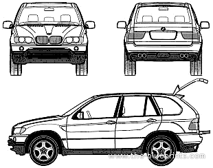 BMW X5 3.0i (E53) (2003) - БМВ - чертежи, габариты, рисунки автомобиля