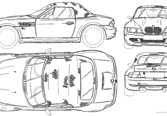 BMW Z3 Cabrio Closed (E37) - БМВ - чертежи, габариты, рисунки автомобиля