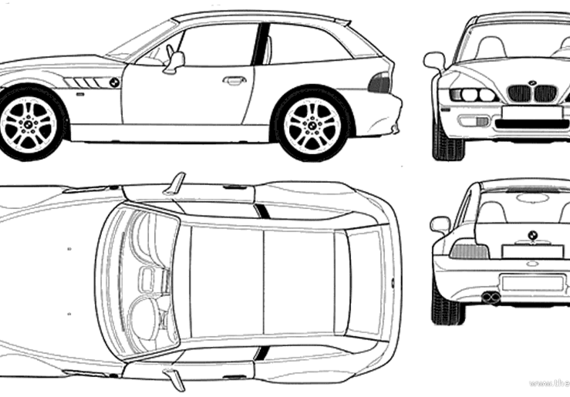 BMW Z3 Coupe (E37) - БМВ - чертежи, габариты, рисунки автомобиля