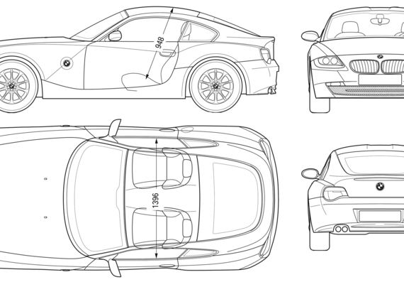 BMW Z4 Coupe (E85) - БМВ - чертежи, габариты, рисунки автомобиля