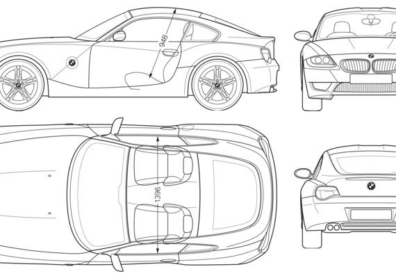 BMW Z4 M (E85) - БМВ - чертежи, габариты, рисунки автомобиля