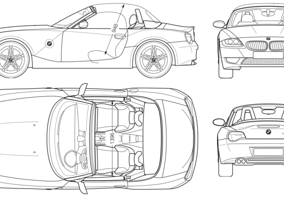 BMW Z4 M Roadster (E85) - БМВ - чертежи, габариты, рисунки автомобиля