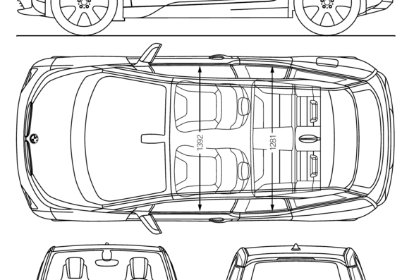 BMW i3 (2013) - БМВ - чертежи, габариты, рисунки автомобиля