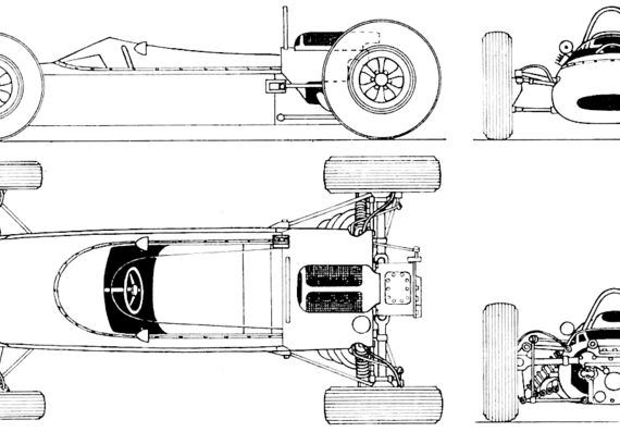 BRM -1 F1 GP (1964) - БРМ - чертежи, габариты, рисунки автомобиля