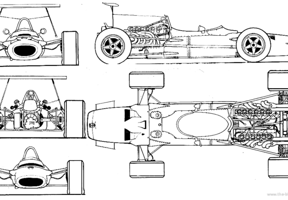BRM F1 GP V12 (1968) - БРМ - чертежи, габариты, рисунки автомобиля