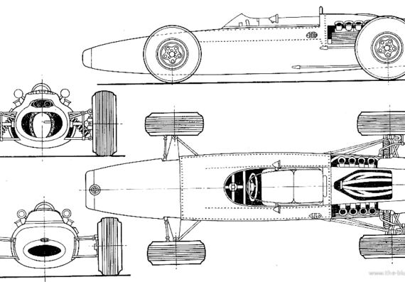 BRM P261 F1 GP (1964) - БРМ - чертежи, габариты, рисунки автомобиля