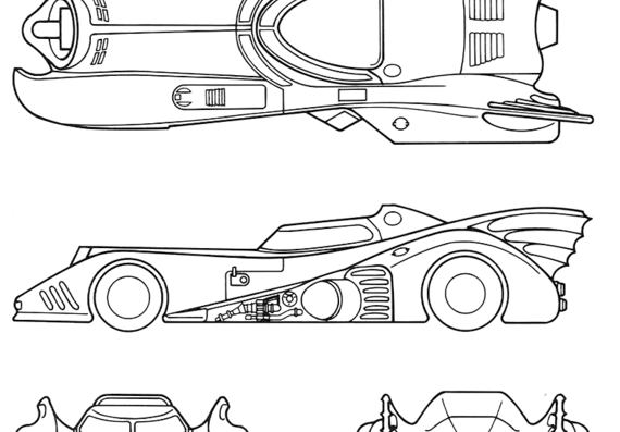 Batmans Batmobile - Разные автомобили - чертежи, габариты, рисунки автомобиля