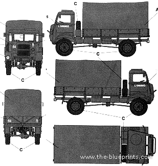 Bedford QLD 3-ton 4x4 General Service - Бедфорд - чертежи, габариты, рисунки автомобиля
