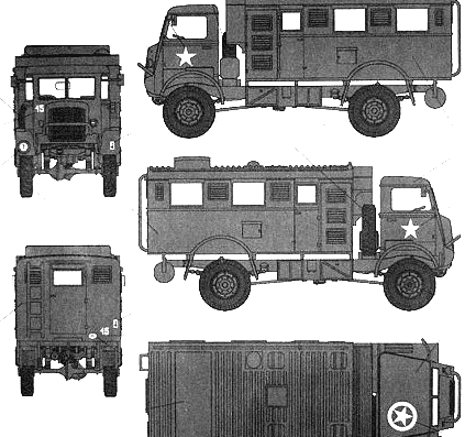 Bedford QLD 3-ton 4x4 Wireless - Бедфорд - чертежи, габариты, рисунки автомобиля