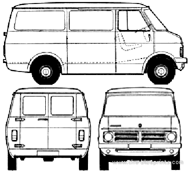 Bedford SWB (1974) - Бедфорд - чертежи, габариты, рисунки автомобиля