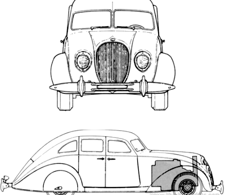 Bendix SWC 4-Door Sedan (1934) - Разные автомобили - чертежи, габариты, рисунки автомобиля