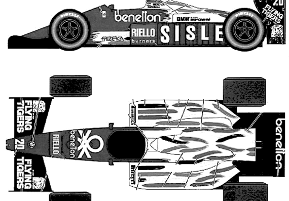 Benetton B186 F1 (1986) - Форд - чертежи, габариты, рисунки автомобиля