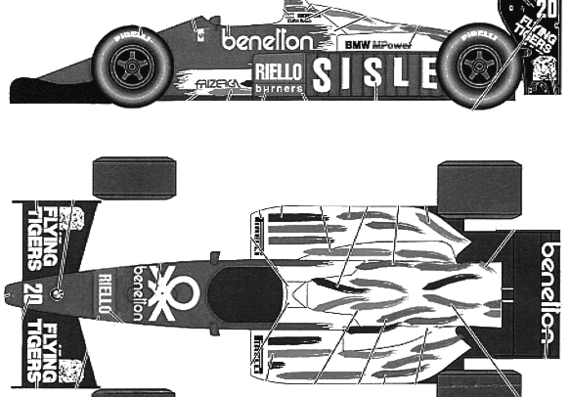 Benetton B186 Mexico GP (1986) - Форд - чертежи, габариты, рисунки автомобиля