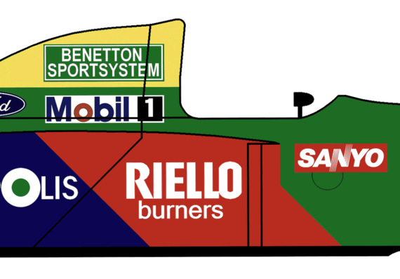 Benetton B190 Ford Formula One Grand Prix car (1990) - Разные автомобили - чертежи, габариты, рисунки автомобиля