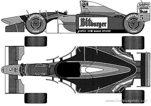 Benetton B194 F1 (1994) - Форд - чертежи, габариты, рисунки автомобиля