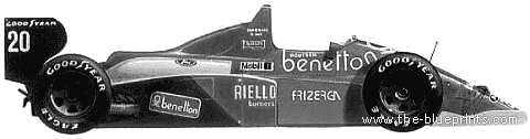 Benetton Ford B187 F1 (1987) - Форд - чертежи, габариты, рисунки автомобиля