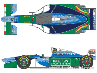Benetton Ford B194 F1 GP - Форд - чертежи, габариты, рисунки автомобиля