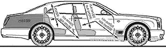 Bentley Brooklands (2008) - Бентли - чертежи, габариты, рисунки автомобиля