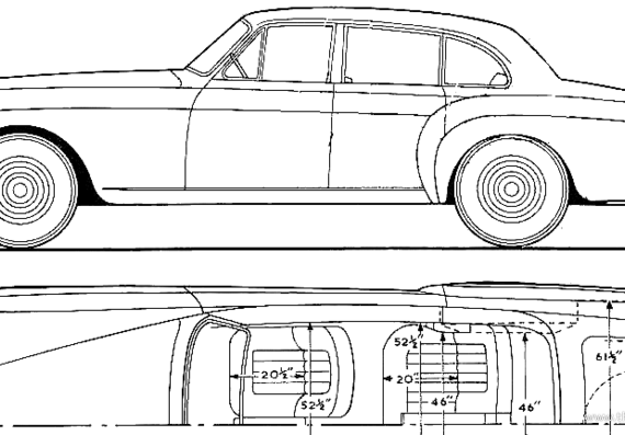 Bentley Continental S2 Flying Spur Saloon HJ Mulliner (1961) - Бентли - чертежи, габариты, рисунки автомобиля