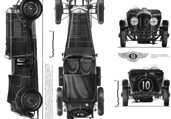 Bentley LeMans (1928) - Бентли - чертежи, габариты, рисунки автомобиля