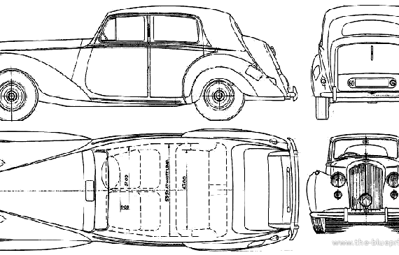 Bentley Mk VI Saloon (1950) - Бентли - чертежи, габариты, рисунки автомобиля