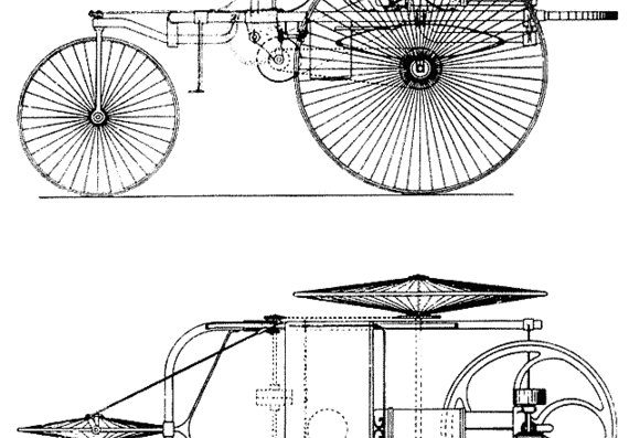 Benz Patent Motorwagen (1888) - Разные автомобили - чертежи, габариты, рисунки автомобиля