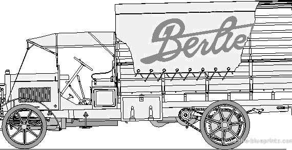 Berliet CBA Truck WWI - Разные автомобили - чертежи, габариты, рисунки автомобиля