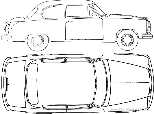 Borgward Isabella (1954) - Богвард - чертежи, габариты, рисунки автомобиля