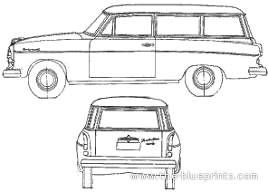 Borgward Isabella Combi (1959) - Богвард - чертежи, габариты, рисунки автомобиля
