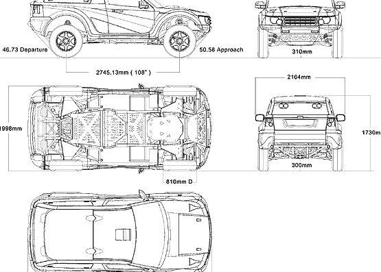Bowler Nemesis - Разные автомобили - чертежи, габариты, рисунки автомобиля