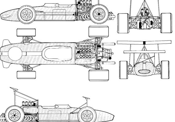 Brabham BT26 F1 GP (1969) - Брэбхем - чертежи, габариты, рисунки автомобиля