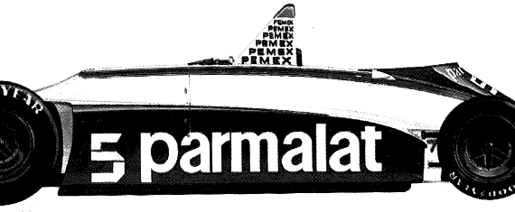 Brabham BT49 F1 (1981) - Брэбхем - чертежи, габариты, рисунки автомобиля