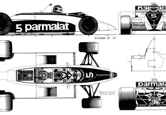 Brabham BT 49 - Брэбхем - чертежи, габариты, рисунки автомобиля