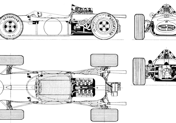 Brabham Ford BT19 F1 GP (1966) - Brabham - drawings, dimensions, pictures of the car