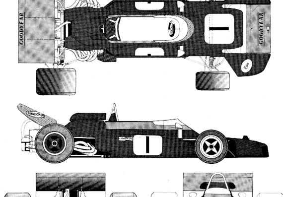 Brabham Ford BT34 F1 GP (1971) - Брэбхем - чертежи, габариты, рисунки автомобиля