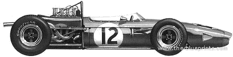 Brabham Repco BT20 F1 (1966) - Брэбхем - чертежи, габариты, рисунки автомобиля