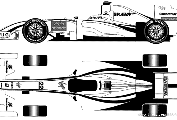Brawn GP BGP 001 GP (2009) - Разные автомобили - чертежи, габариты, рисунки автомобиля