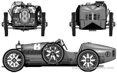 Bugatti 35 (1925) - Бугатти - чертежи, габариты, рисунки автомобиля