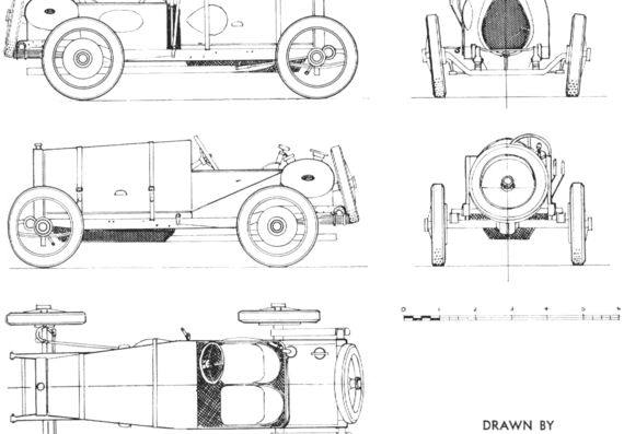 Bugatti Bresci Type 31 (1921) - Бугатти - чертежи, габариты, рисунки автомобиля