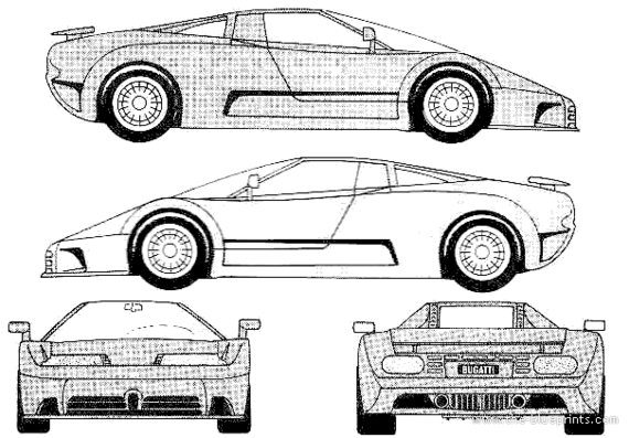 Bugatti EB 110 (1993) - Бугатти - чертежи, габариты, рисунки автомобиля