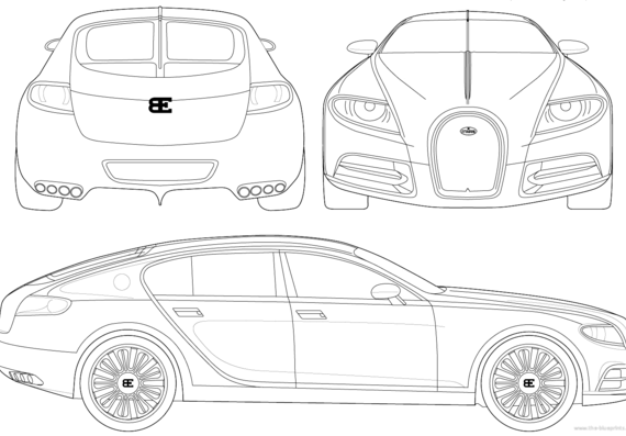 Bugatti Galibier 16C Sedan (2009) - Бугатти - чертежи, габариты, рисунки автомобиля