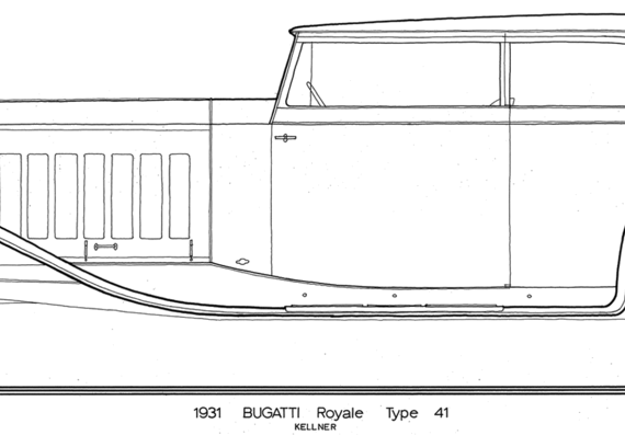 Bugatti T41 Kellner Coupe (1931) - Бугатти - чертежи, габариты, рисунки автомобиля