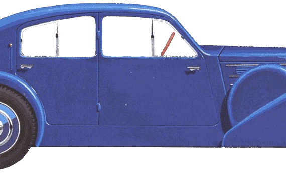 Bugatti T57 Galiber Saloon S3 - Бугатти - чертежи, габариты, рисунки автомобиля