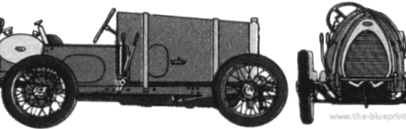 Bugatti Type 13 Brescia (1913) - Бугатти - чертежи, габариты, рисунки автомобиля