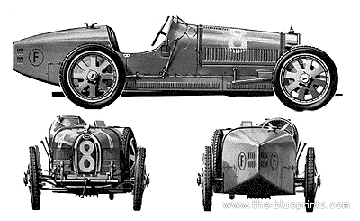 Bugatti Type 35 (1924) - Бугатти - чертежи, габариты, рисунки автомобиля