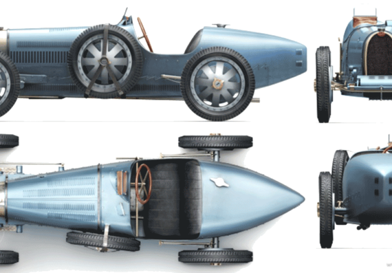 Bugatti Type 35 B (1927) - Бугатти - чертежи, габариты, рисунки автомобиля