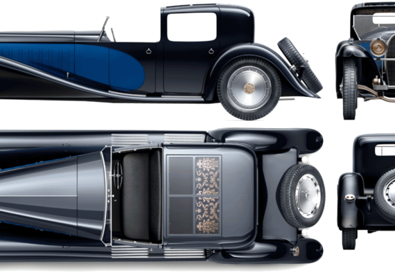 Bugatti Type 41 Royale (1930) - Бугатти - чертежи, габариты, рисунки автомобиля